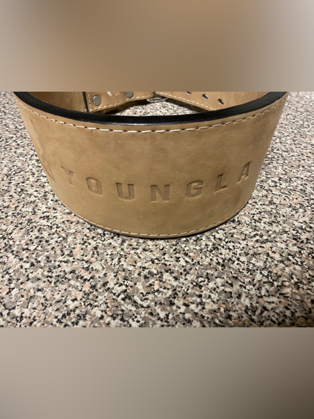 Brown Leather Belt with Embossed Lettering